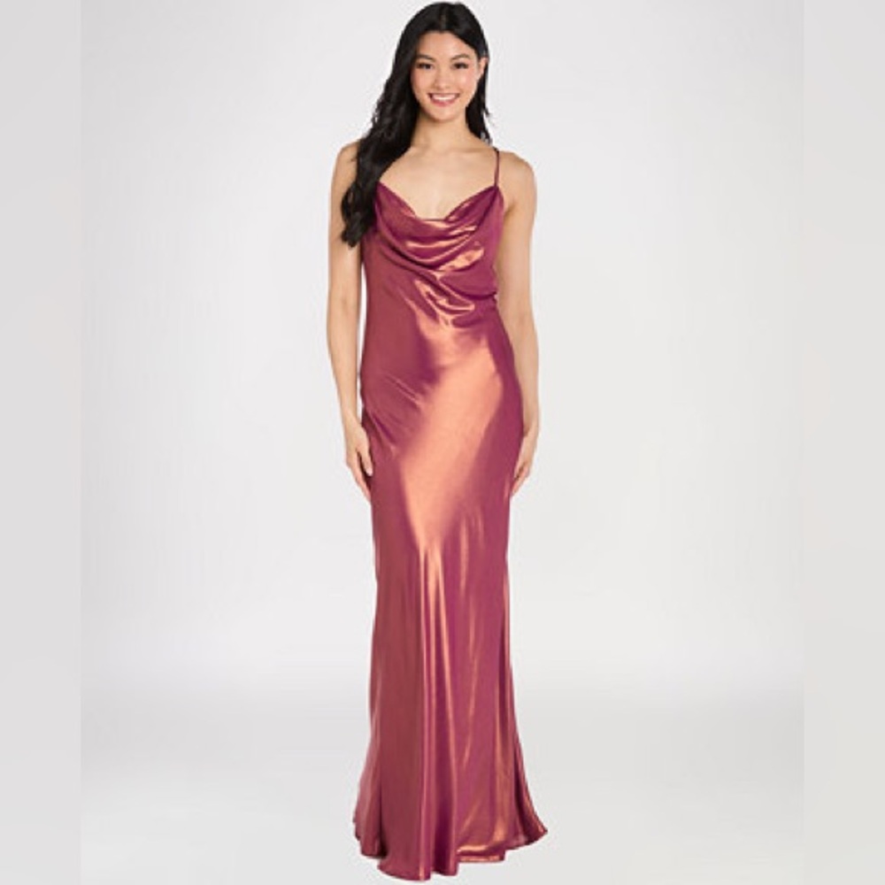 Elegant Burgundy Satin Gown